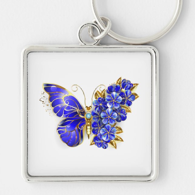Flower Sapphire Butterfly Key Ring (Front)