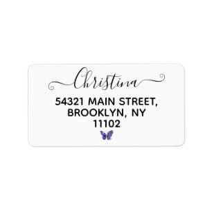 Flower Sapphire Butterfly Label