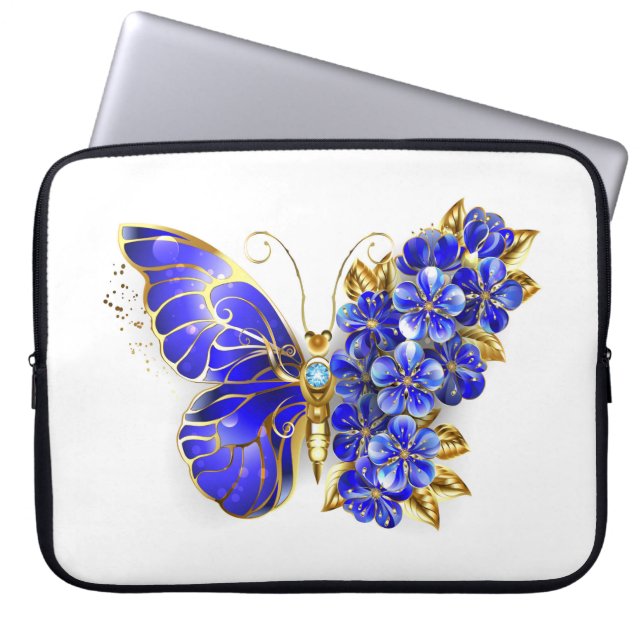 Flower Sapphire Butterfly Laptop Sleeve (Front)