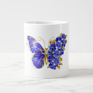 Flower Sapphire Butterfly Large Coffee Mug