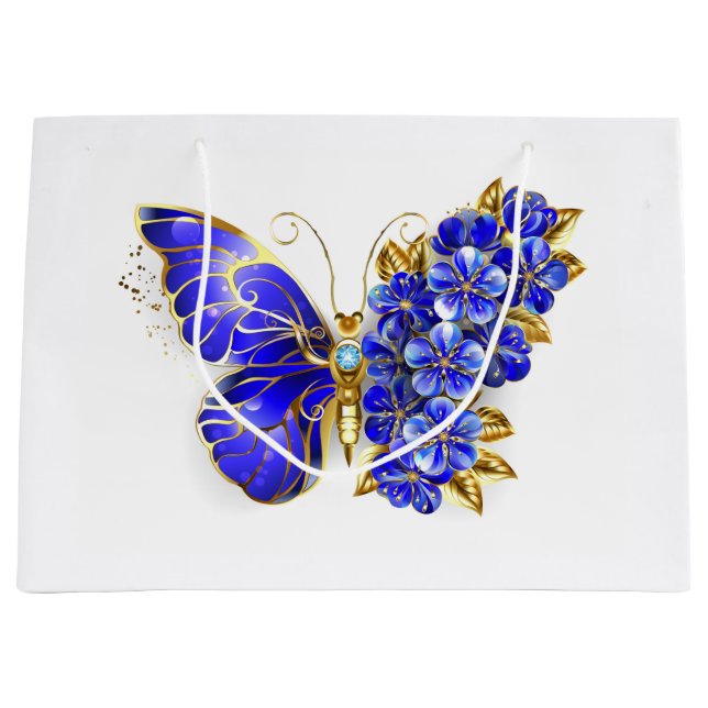 Flower Sapphire Butterfly Large Gift Bag (Front)