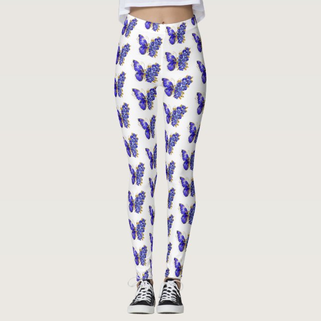 Flower Sapphire Butterfly Leggings (Front)
