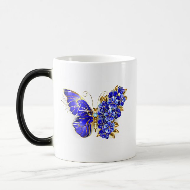 Flower Sapphire Butterfly Magic Mug (Left)