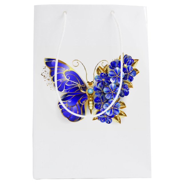 Flower Sapphire Butterfly Medium Gift Bag (Front)