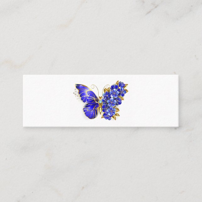 Flower Sapphire Butterfly Mini Business Card (Front)