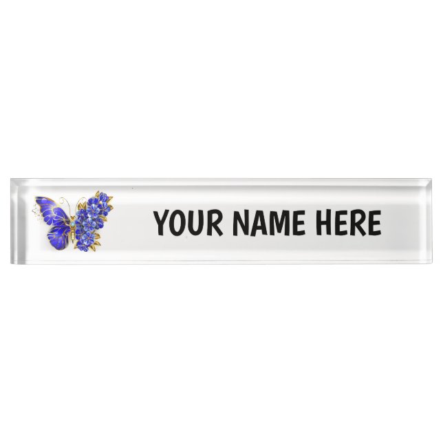 Flower Sapphire Butterfly Nameplate (Front)