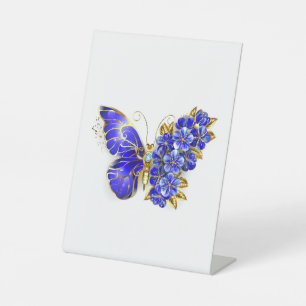 Flower Sapphire Butterfly Pedestal Sign