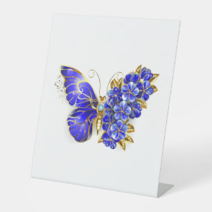 Flower Sapphire Butterfly Pedestal Sign