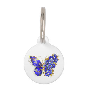 Flower Sapphire Butterfly Pet Tag