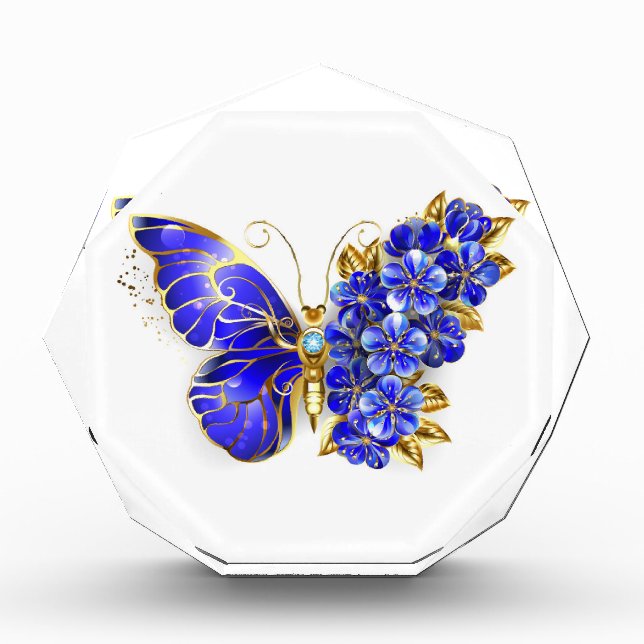 Flower Sapphire Butterfly Photo Block (Front)