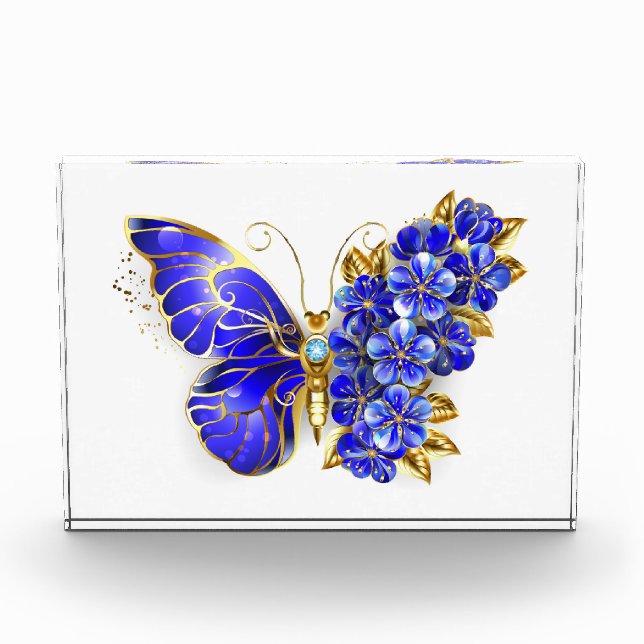 Flower Sapphire Butterfly Photo Block (Front)