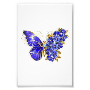 Flower Sapphire Butterfly Photo Print