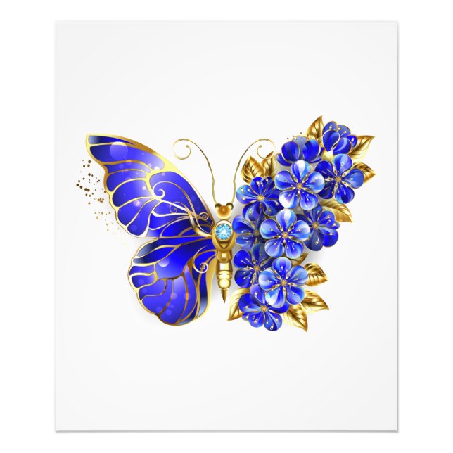Flower Sapphire Butterfly Photo Print (Front)
