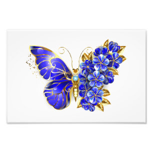 Flower Sapphire Butterfly Photo Print