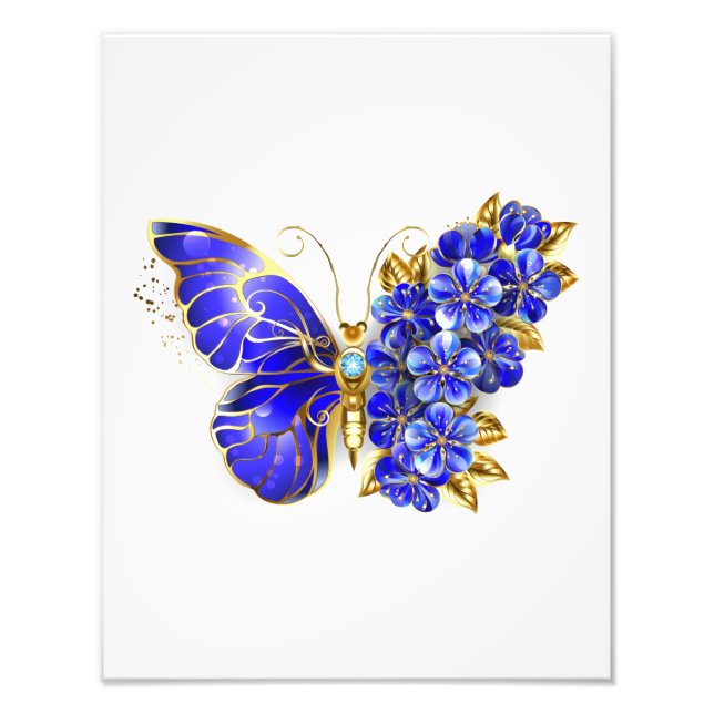 Flower Sapphire Butterfly Photo Print (Front)