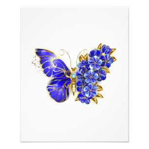 Flower Sapphire Butterfly Photo Print