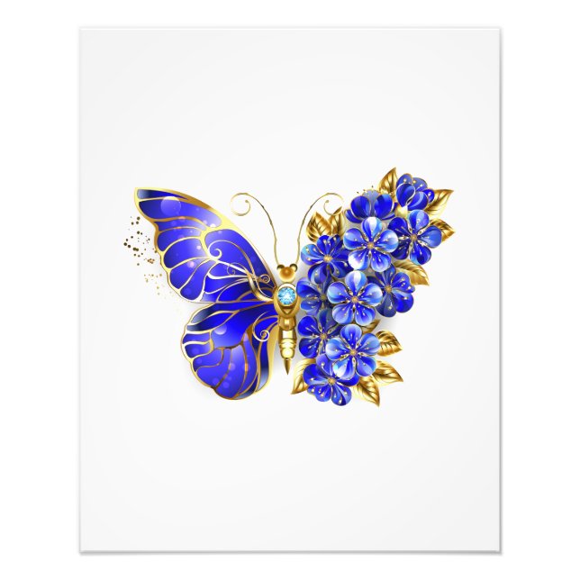 Flower Sapphire Butterfly Photo Print (Front)