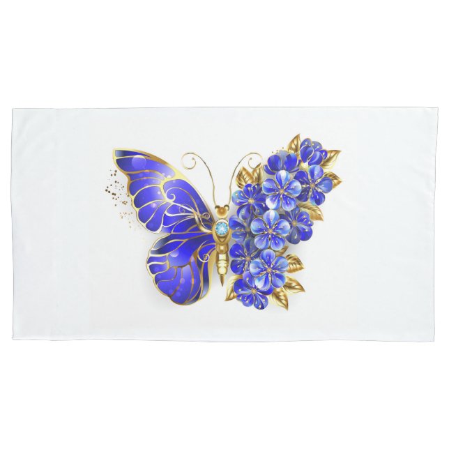 Flower Sapphire Butterfly Pillowcase (Front)