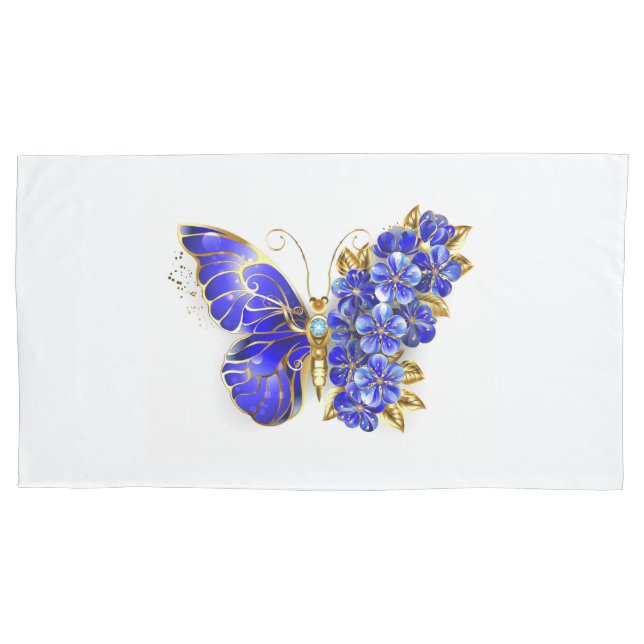 Flower Sapphire Butterfly Pillowcase (Front-Left)