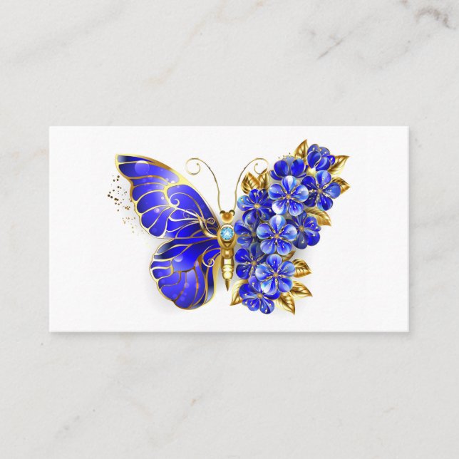 Flower Sapphire Butterfly Place Card (Front)