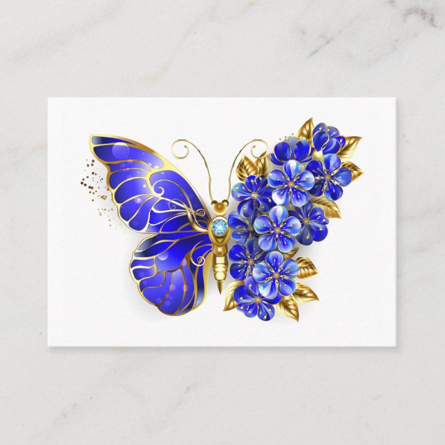 Flower Sapphire Butterfly Place Card (Front)