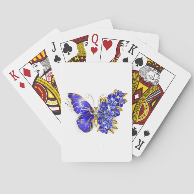 Flower Sapphire Butterfly Playing Cards (Back)