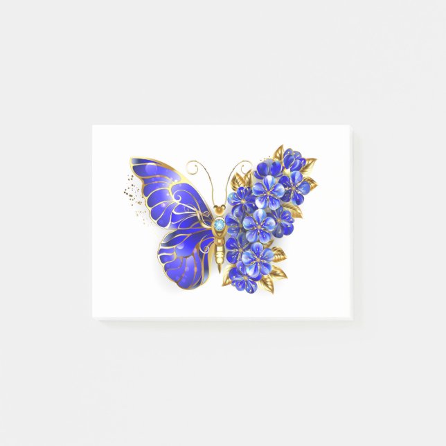Flower Sapphire Butterfly Post-it Notes (Front)