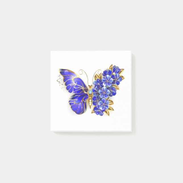 Flower Sapphire Butterfly Post-it Notes (Front)