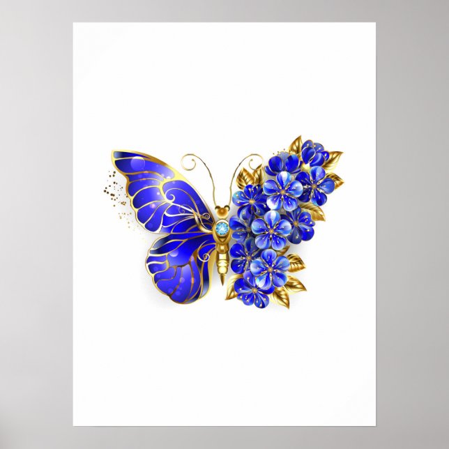 Flower Sapphire Butterfly Poster (Front)