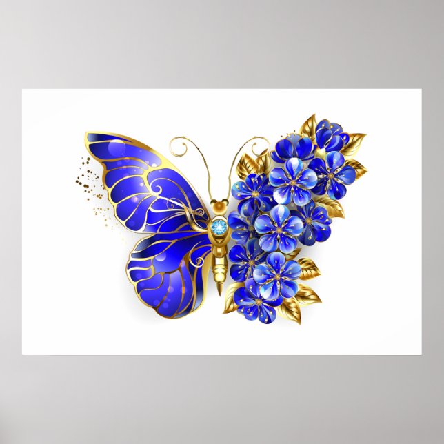 Flower Sapphire Butterfly Poster (Front)
