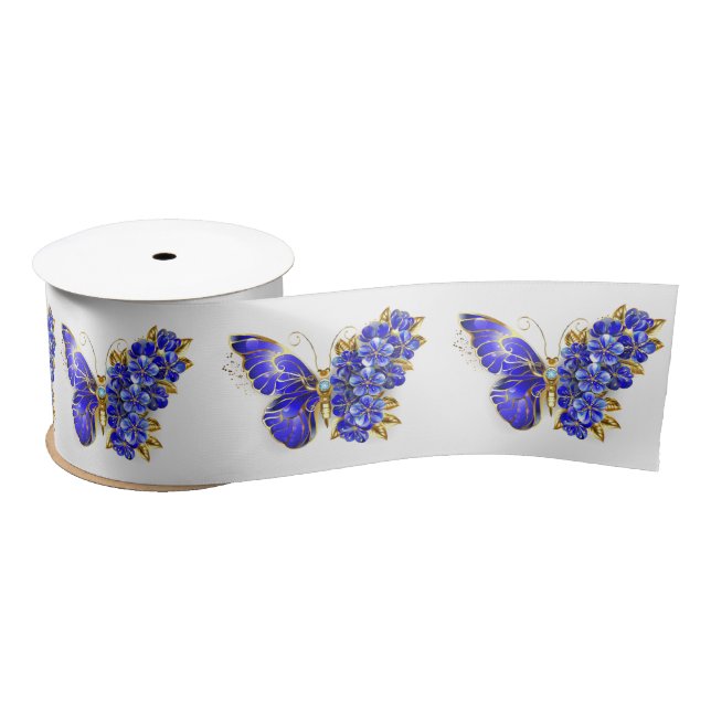 Flower Sapphire Butterfly Satin Ribbon (Spool)