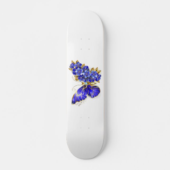 Flower Sapphire Butterfly Skateboard (Front)