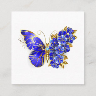 Flower Sapphire Butterfly Square Business Card