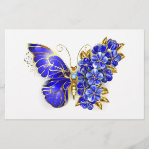 Flower Sapphire Butterfly Stationery