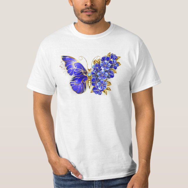 Flower Sapphire Butterfly T-Shirt (Front)
