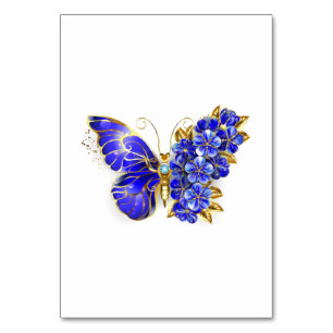 Flower Sapphire Butterfly Table Number