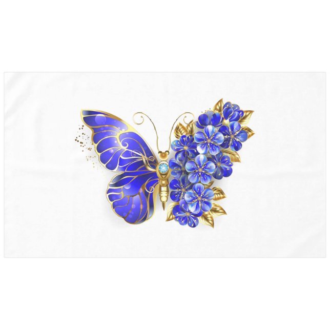 Flower Sapphire Butterfly Tablecloth (Front (Horizontal))