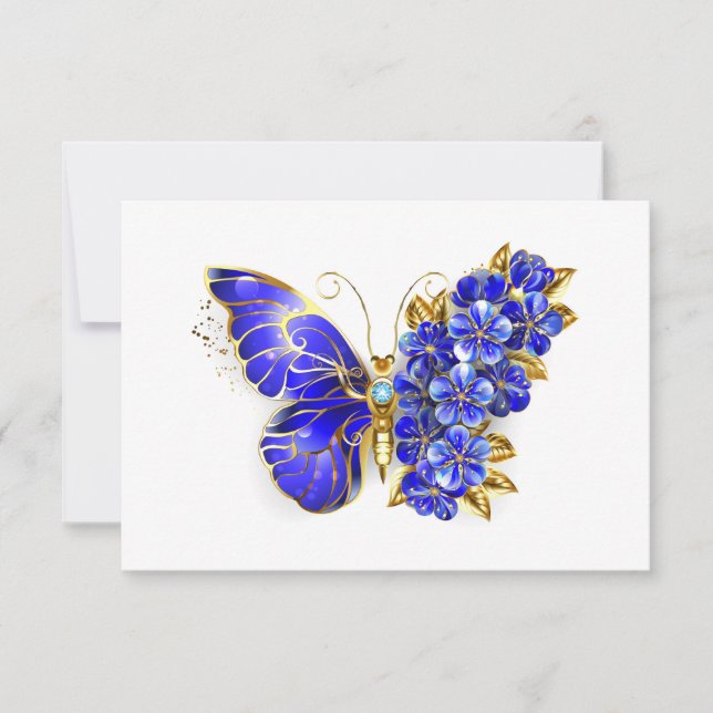 Flower Sapphire Butterfly Thank You Card (Front)