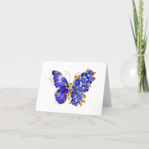Flower Sapphire Butterfly Thank You Card