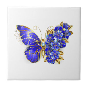 Flower Sapphire Butterfly Tile