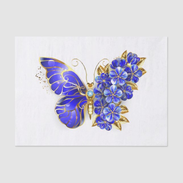 Flower Sapphire Butterfly Tissue Paper (Front)