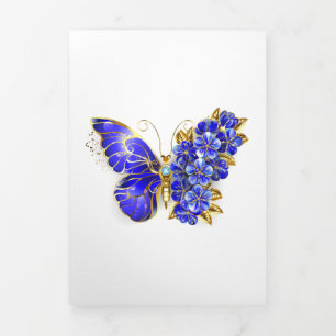 Flower Sapphire Butterfly Tri-Fold Announcement