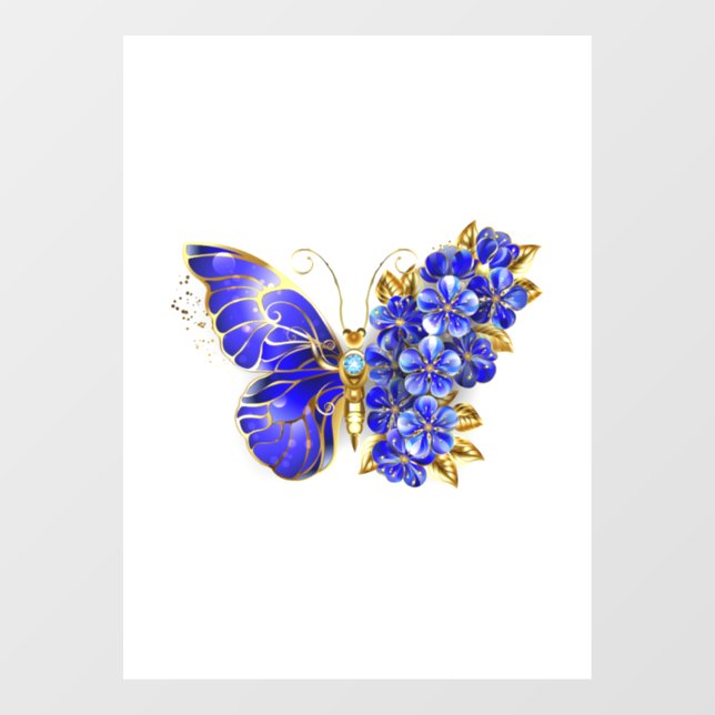 Flower Sapphire Butterfly Window Cling (Sheet)