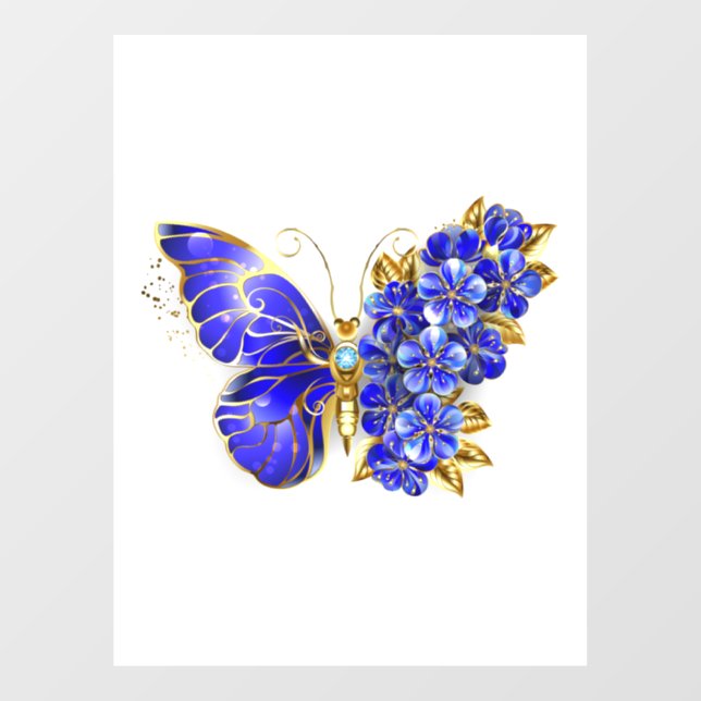 Flower Sapphire Butterfly Window Cling (Sheet)