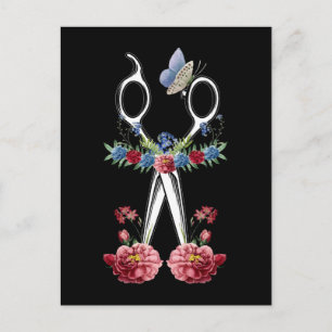 Flower Scissors Hair Stylist Floral Hairdresser Postcard