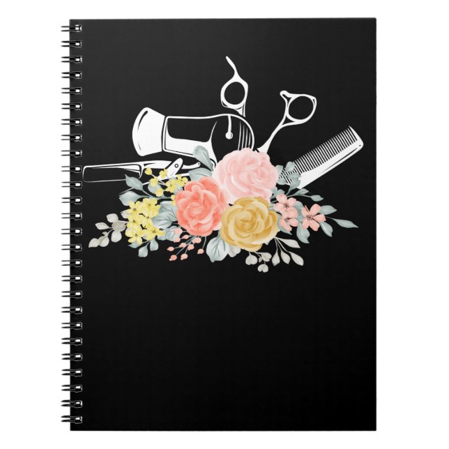 Flower Scissors Women Hair Stylist Hairdresser Notebook (Front)