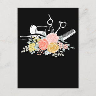 Flower Scissors Women Hair Stylist Hairdresser Postcard