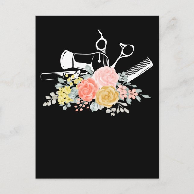 Flower Scissors Women Hair Stylist Hairdresser Postcard (Front)