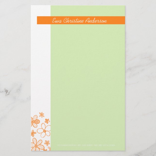 Flower Scribbles Green • Stationery (Front)
