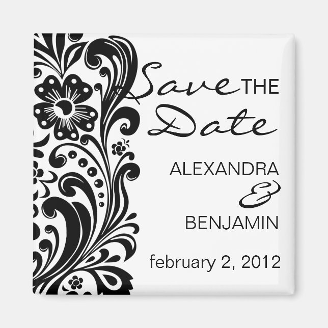 Flower Scroll | Save the Date Magnet (Front)